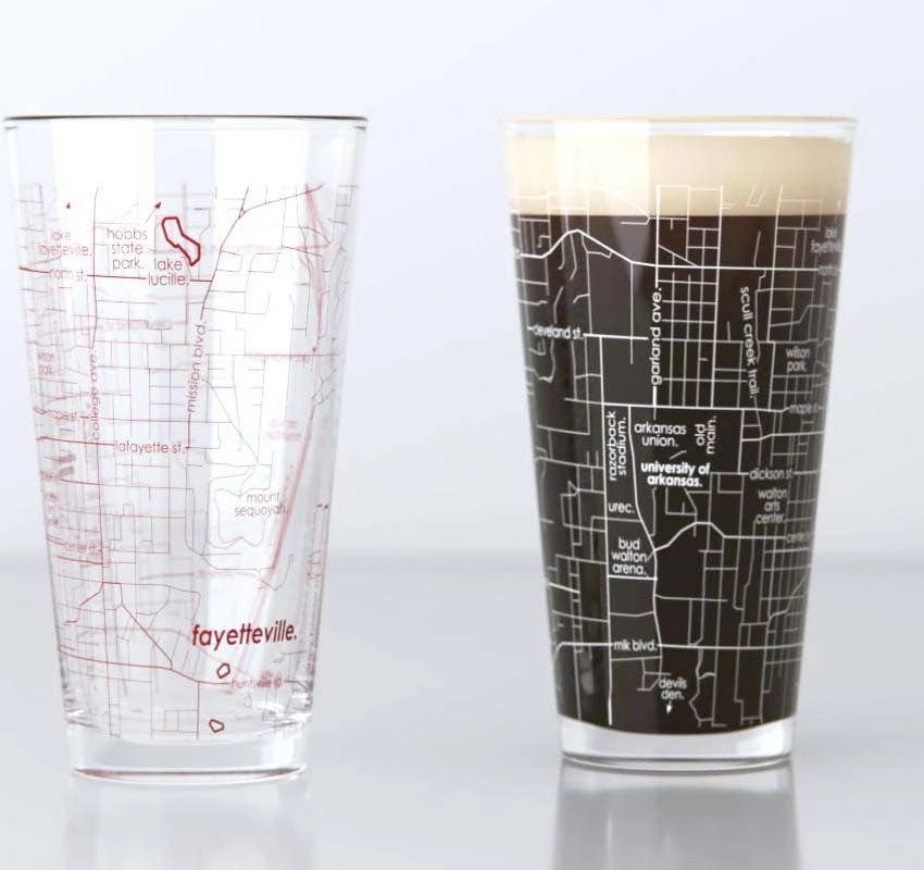 University Of Arkansas Campus Map Pint Pair 6 University Of Arkansas Campus Map Pint Pair - Image 6