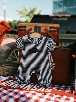 Arkansas Stripe Bubble Romper