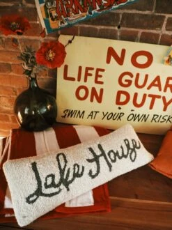 Punch Hook Lake House Pillow