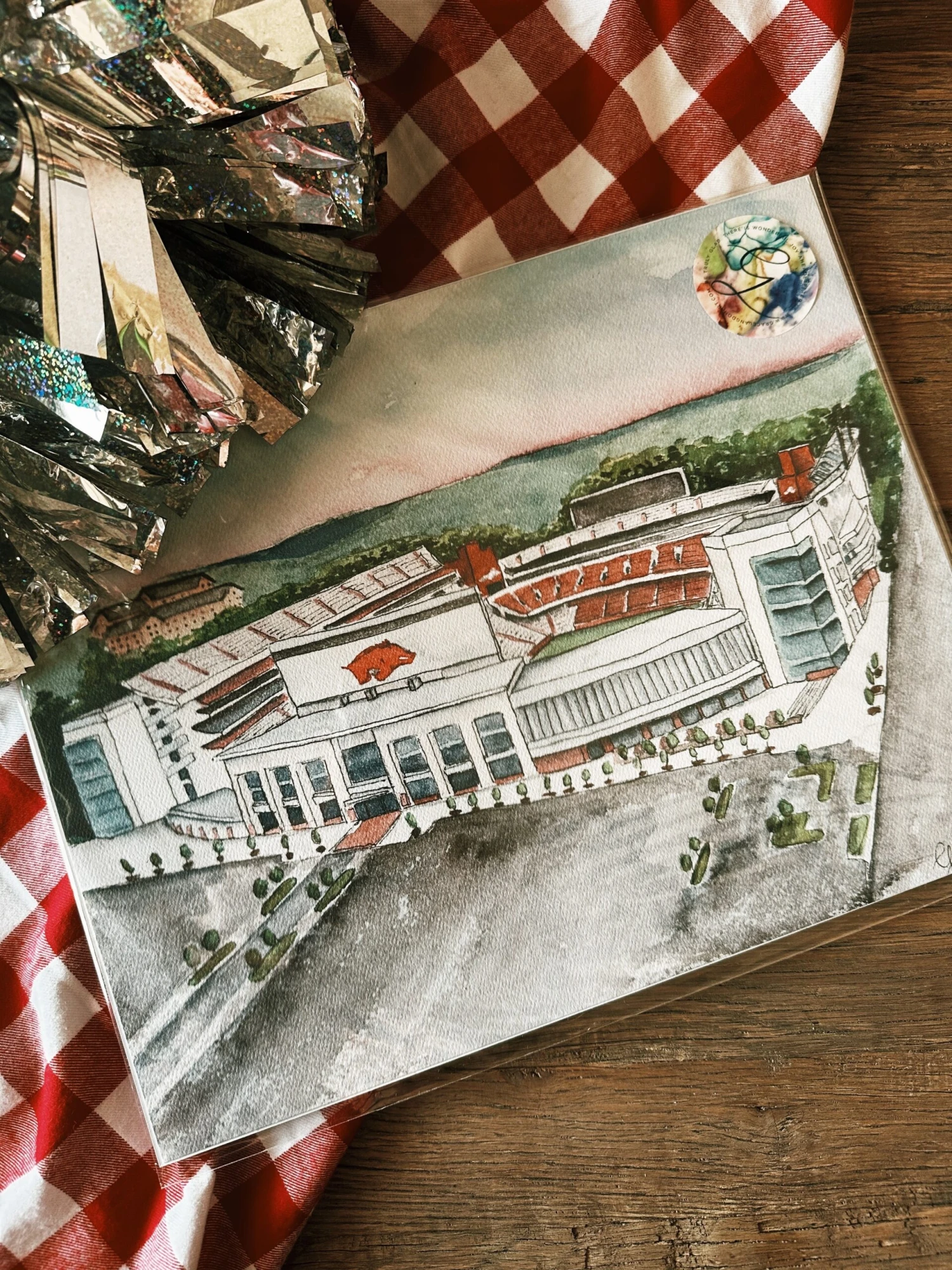 Arkansas Razorbacks Stadium Watercolor Art Print - 11x14 2 Arkansas Razorbacks Stadium Watercolor Art Print - 11x14 - Image 2