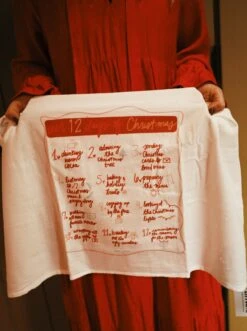 Doe A Deer: 12 Days Of Christmas Tea Towel