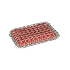 Lodge: Red Silicone + Chainmail Scrubbing Pad -Home Goods Store ACM10R41