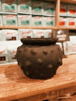 Black Terracotta Vase With Raised Dots - PICKUP ONLY
