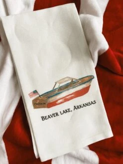 Beaver Lake Boat Dishtowel -Home Goods Store IMG 1856