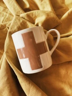 Swiss Cross Mug - Cream + Brown