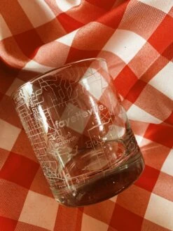 Fayetteville, AR Map Rocks Glass -Home Goods Store IMG 32272