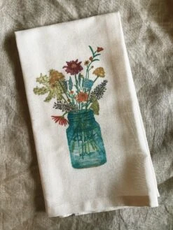 Wildflowers In Mason Jar Dishtowel