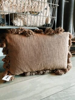 Woven Slub Lumbar Pillow - Brown