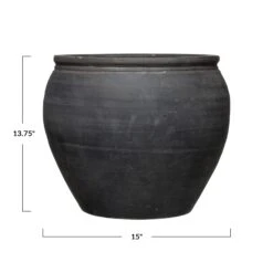 Large Terracotta Pot With Black Matte Finish - PICKUP ONLY -Home Goods Store PLANTER3