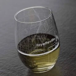 Fayetteville AR Map Stemless Wine Glass -Home Goods Store c13b8e1c6ed3c79144ed6a842e5d4fb021a1cb5fd314879ae92003e297a9bdeb