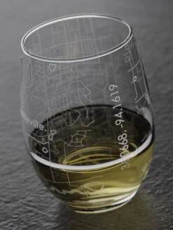 Fayetteville AR Map Stemless Wine Glass -Home Goods Store faywine2