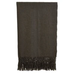 Charcoal Throw With Fringe -Home Goods Store fringethrow1