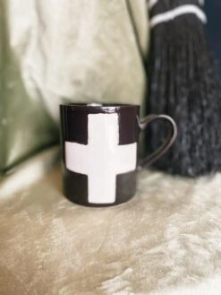 Swiss Cross Mug - Black + Cream