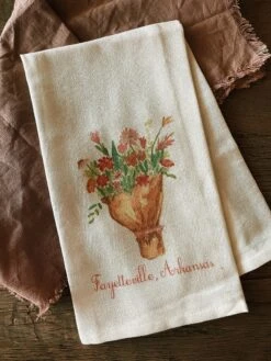Fayettevillle, AR Tied Bundle Of Flowers Dish Towel