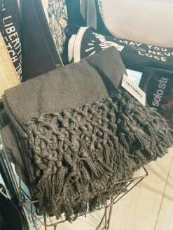 Charcoal Throw With Fringe