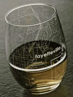 Fayetteville AR Map Stemless Wine Glass -Home Goods Store image 68128ff0 c113 40a5 a037 6fed773d948f