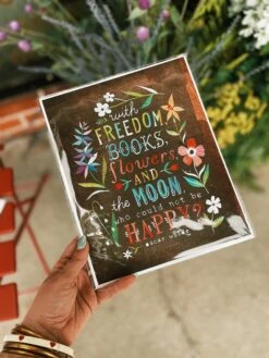 Flowers And The Moon Print