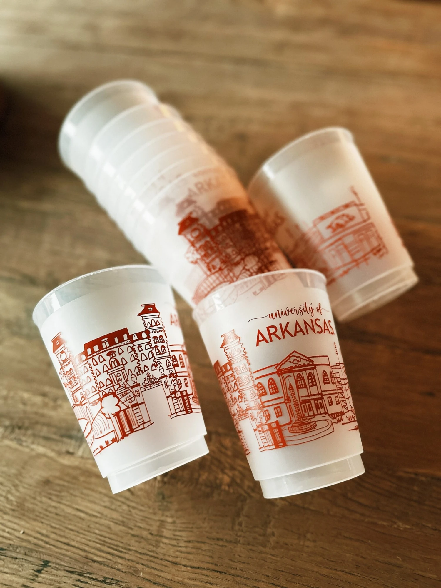 University Of Arkansas Campus Skyline Reusable Cups 1 University Of Arkansas Campus Skyline Reusable Cups