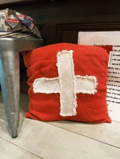 Swiss Cross Pillow - White Cross