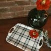 Navy Plaid Reusable Bamboo Serving Tray